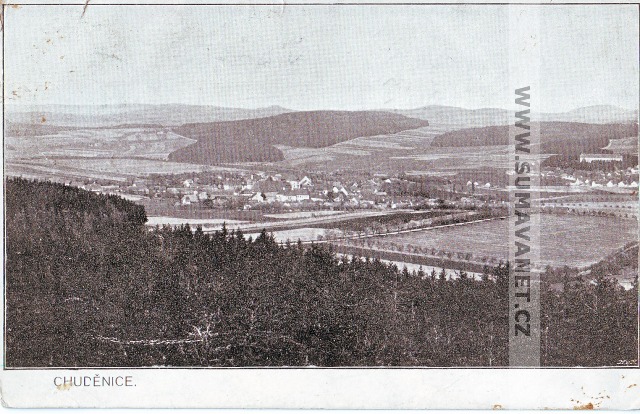 Chudenice z rozhledny Bolfánek, 30. léta 20. století, foto K. Hahn
