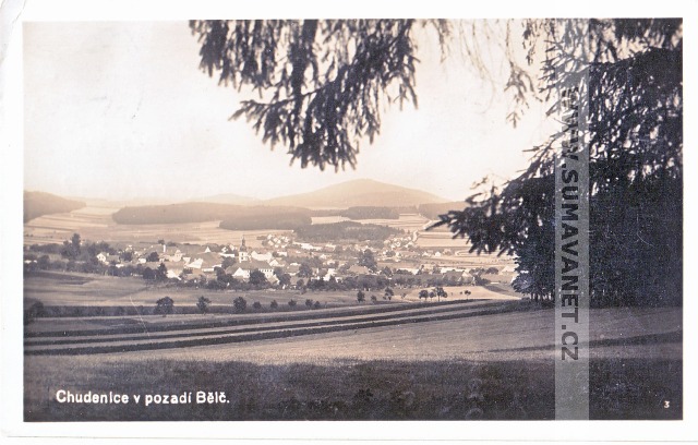 Chudenice od severozápadu, 1936, vydáno nákladem obchodního domu Josefa Lucáka v Chudenicích
