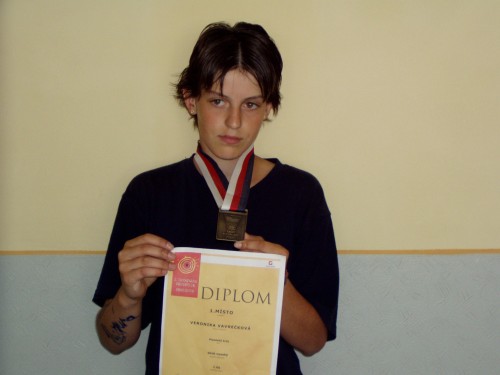 Veronika Vavrečková 1. místo skok vysoký 166cm Olypiáda dětí ČR
